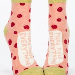 BlueQ Women's Ankle Socks: Pizza Fixes Everything Clothing & Accessories