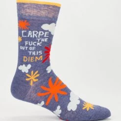 BlueQ Men's Crew Socks: Carpe The Fuck Out Of This Diem