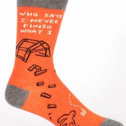 Clothing & Accessories BlueQ Men's Crew Socks: Who Says I Never Finish...