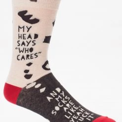Clothing & Accessories BlueQ Men's Crew Socks: "My Head Says 'Who Cares'..."