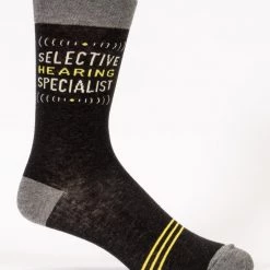 BlueQ Men's Crew Socks: Selective Hearing Specialist