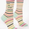 Clothing & Accessories BlueQ Women's Crew Socks: "Shhh...I'm Overthinking"
