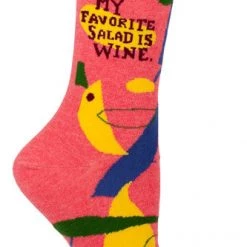 BlueQ Women's Crew Socks "Favorite Salad Is Wine"
