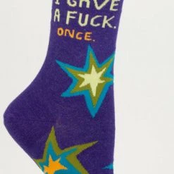 Clothing & Accessories BlueQ Women's Crew Socks "I Gave A Fuck. Once."