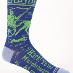 BlueQ Men's Crew Socks "Hark! To The Microbrewery At Once!"