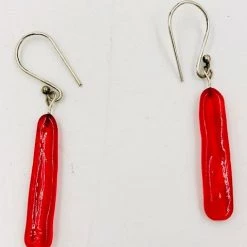 Verre-Julie Burton Clothing & Accessories Verre Long Skinny Red Glass Earrings With Sterling Findings