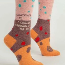 BlueQ Women's Crew Socks "Whatever It Is, I Could Probably Do It"