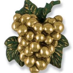 Michael Healy Door Knocker: Polished Brass/Green Patina Grape Cluster