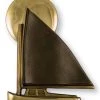 Michael Healy Door Knocker: Polished Brass/Brown Patina Sailboat Household