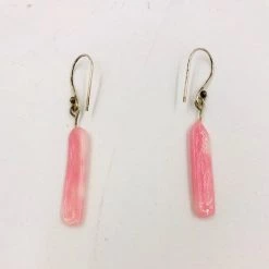 Verre-Julie Burton Verre Long Skinny Pink Glass Earrings With Sterling Findings Clothing & Accessories
